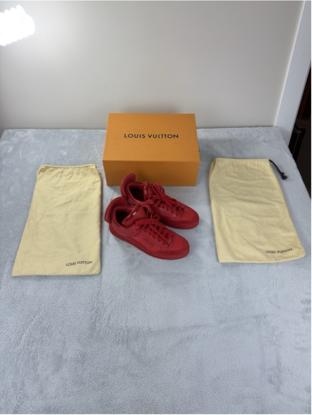 Louis Vuitton Men Sz 7.5 US/6.5 LV Kanye West Don Red Leather Sneakers Complete
